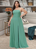 Aryanna A-LineSquareNecklineFloor-LengthChiffonBridesmaidDressWithSplitFrontPockets#251385 STKP0012885