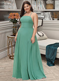 Aryanna A-LineSquareNecklineFloor-LengthChiffonBridesmaidDressWithSplitFrontPockets#251385 STKP0012885