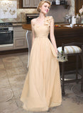 Audrey A-Line One-Shoulder Floor-Length Chiffon Bridesmaid Dress With Ruffle Flower(s) STKP0012887