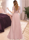 Bryanna A-Line Scoop Neck Floor-Length Chiffon Bridesmaid Dress With Sequins STKP0012908