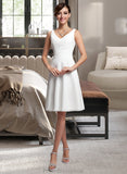 Anna Chiffon Knee-length Bridesmaid Dress with V-Neck STKP0012911