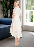 Nadine A-Line Scoop Neck Asymmetrical Chiffon Bridesmaid Dress With Pleated STKP0012917