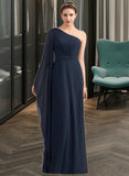 Jakayla A-line One Shoulder Floor-Length Chiffon Bridesmaid Dress With Ruffle STKP0012920