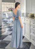 Brooklyn A-Line Floor-Length Bridesmaid Dress With Ruffle Split Front STKP0012925