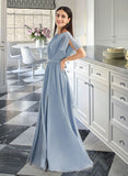 Brooklyn A-Line Floor-Length Bridesmaid Dress With Ruffle Split Front STKP0012925