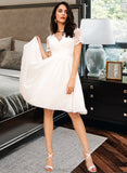 Sydney A-Line V-neck Knee-Length Chiffon Bridesmaid Dress With Lace STKP0012935