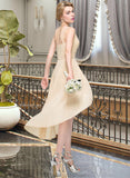 Araceli A-Line One-Shoulder Asymmetrical Chiffon Bridesmaid Dress With Ruffle Bow(s) Cascading Ruffles STKP0012937