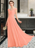 Arianna A-Line Off-the-Shoulder Floor-Length Chiffon Bridesmaid Dress With Ruffle Lace STKP0012941