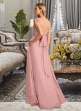 Sophia A-Line V-neck Floor-Length Bridesmaid Dress With Split Front Pockets STKP0012943