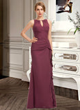 Hailey A-Line Scoop Neck Floor-Length Chiffon Bridesmaid Dress With Split Front Cascading Ruffles STKP0012947