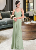 Juliet A-line Sweetheart Floor-Length Chiffon Bridesmaid Dress With Cascading Ruffles STKP0012957