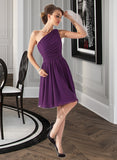 Vanessa Chiffon One-shoulder Knee-length Bridesmaid Dress STKP0012967