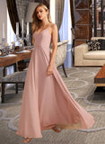 Amirah A-Line V-neck Floor-Length Bridesmaid Dress With Lace STKP0012975