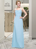 Kendal A-Line Cowl Neck Floor-Length Chiffon Bridesmaid Dress With Ruffle STKP0012981