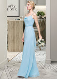 Kendal A-Line Cowl Neck Floor-Length Chiffon Bridesmaid Dress With Ruffle STKP0012981