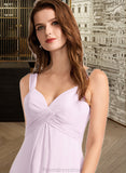 Alondra A-Line V-neck Floor-Length Bridesmaid Dress With Ruffle STKP0012982