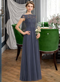 Andrea A-Line Scoop Neck Floor-Length Chiffon Lace Bridesmaid Dress STKP0012995