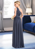 Lailah A-line One Shoulder Asymmetrical Chiffon Bridesmaid Dress With Cascading Ruffles STKP0012998