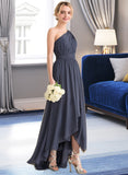 Lailah A-line One Shoulder Asymmetrical Chiffon Bridesmaid Dress With Cascading Ruffles STKP0012998