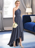 Lailah A-line One Shoulder Asymmetrical Chiffon Bridesmaid Dress With Cascading Ruffles STKP0012998