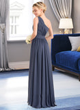 Lailah A-line One Shoulder Asymmetrical Chiffon Bridesmaid Dress With Cascading Ruffles STKP0012998