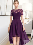 Melanie A-Line Scoop Neck Asymmetrical Chiffon Bridesmaid Dress STKP0013003