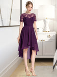 Melanie A-Line Scoop Neck Asymmetrical Chiffon Bridesmaid Dress STKP0013003