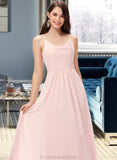 Joselyn A-Line Cowl Neck Floor-Length Chiffon Bridesmaid Dress STKP0013005