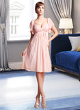 Jazlyn Empire Sweetheart Knee-Length Chiffon Bridesmaid Dress With Cascading Ruffles STKP0013009