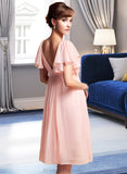 Jazlyn Empire Sweetheart Knee-Length Chiffon Bridesmaid Dress With Cascading Ruffles STKP0013009