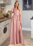 Aleah A-Line One-Shoulder Floor-Length Bridesmaid Dress With Split Front STKP0013013