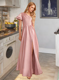 Aleah A-Line One-Shoulder Floor-Length Bridesmaid Dress With Split Front STKP0013013