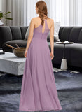 Xiomara A-Line Scoop Neck Floor-Length Chiffon Bridesmaid Dress With Pockets STKP0013017