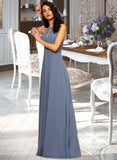 Sabrina A-Line Scoop Neck Floor-Length Chiffon Bridesmaid Dress STKP0013018