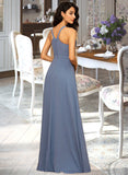 Sabrina A-Line Scoop Neck Floor-Length Chiffon Bridesmaid Dress STKP0013018