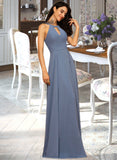 Sabrina A-Line Scoop Neck Floor-Length Chiffon Bridesmaid Dress STKP0013018