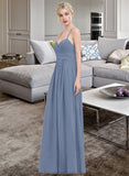 Valentina A-line Sweetheart Floor-Length Chiffon Bridesmaid Dress With Ruffle STKP0013020