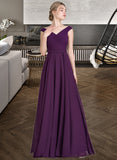 Jamya A-line Off the Shoulder Floor-Length Chiffon Bridesmaid Dress With Ruffle STKP0013029