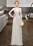 Aubrey A-Line Sweetheart Floor-Length Chiffon Bridesmaid Dress With Ruffle STKP0013034