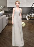 Aubrey A-Line Sweetheart Floor-Length Chiffon Bridesmaid Dress With Ruffle STKP0013034