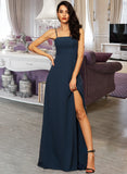 Thelma A-LineSquareNecklineFloor-LengthChiffonBridesmaidDressWithSplitFront#251397 STKP0013036