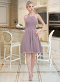 Jenna A-Line Scoop Neck Knee-Length Chiffon Bridesmaid Dress With Ruffle STKP0013046