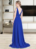 Luna A-Line V-neck Asymmetrical Chiffon Bridesmaid Dress With Ruffle Beading Sequins STKP0013047