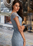 Valeria Sheath/Column Scoop Neck Knee-Length Lace Bridesmaid Dress STKP0013049