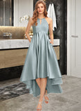 Millie A-Line Scoop Neck Asymmetrical Satin Bridesmaid Dress With Pockets STKP0013050