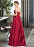 Giada A-Line Square Neckline Floor-Length Satin Bridesmaid Dress STKP0013060