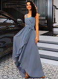 Ciara A-LineV-neckAsymmetricalChiffonBridesmaidDressWithRuffleBow(s)#251387 STKP0013061