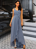 Ciara A-LineV-neckAsymmetricalChiffonBridesmaidDressWithRuffleBow(s)#251387 STKP0013061