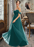 Tabitha A-Line V-neck Floor-Length Bridesmaid Dress With Ruffle STKP0013072