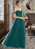 Tabitha A-Line V-neck Floor-Length Bridesmaid Dress With Ruffle STKP0013072